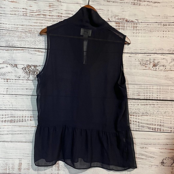 LOFT Tops - LOFT Navy Blue Sheer Sleeveless Blouse Size M